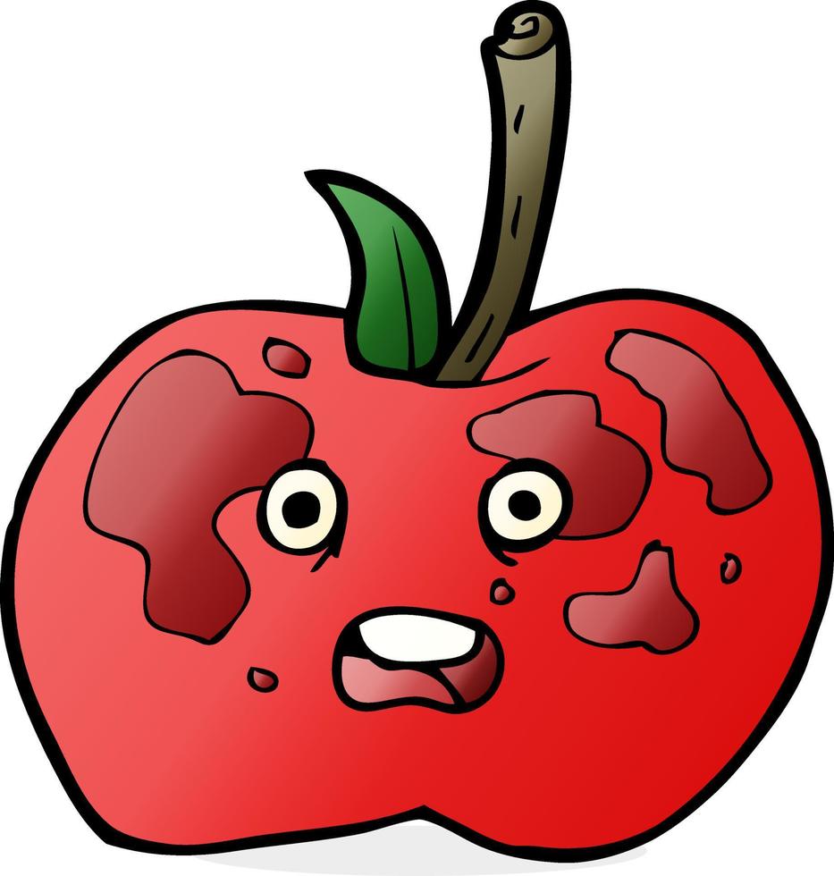 pomme de dessin animé de personnage de doodle vecteur