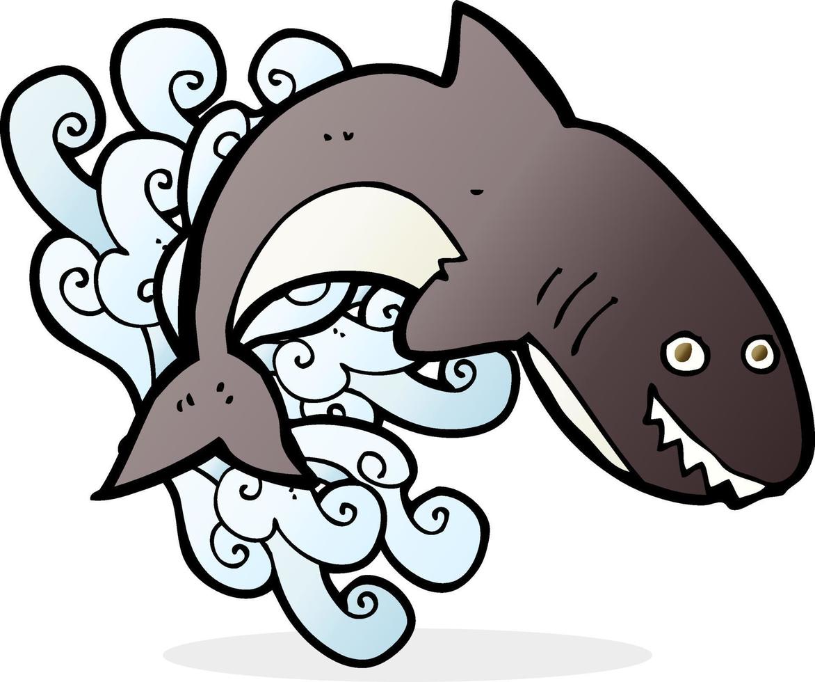 requin de dessin animé de personnage de doodle vecteur