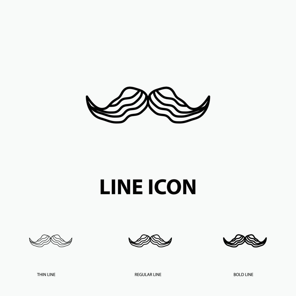 moustache. branché. movember. Masculin. icône hommes en mince. style de ligne régulier et audacieux. illustration vectorielle vecteur