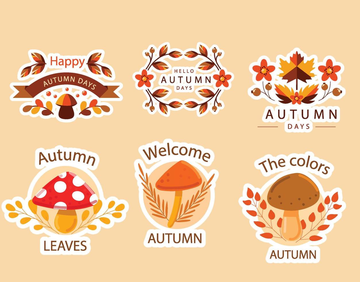 joli doodle automne champignon stickers vecteur