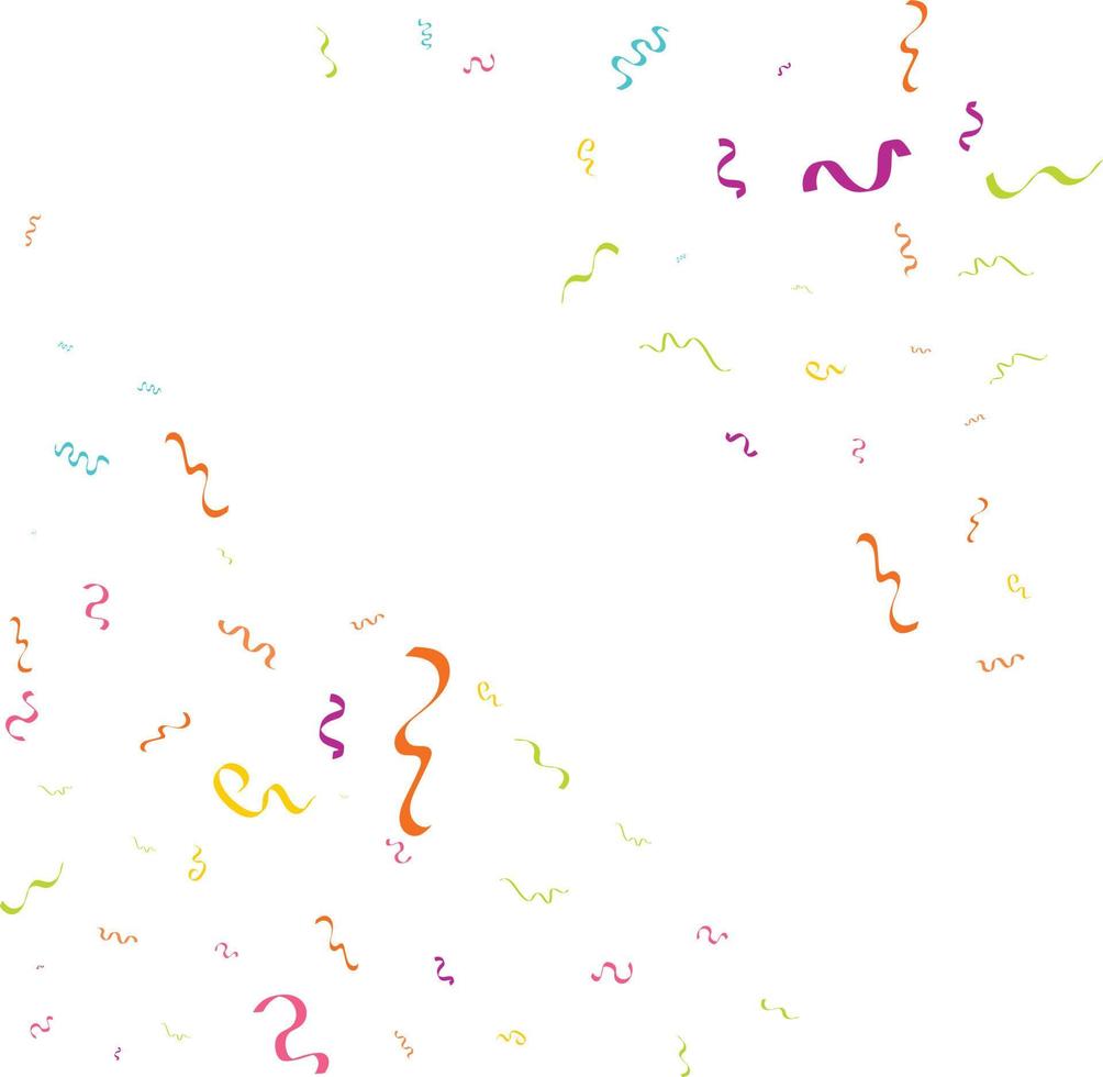 fond blanc abstrait vectoriel avec de nombreux petits morceaux de confettis colorés tombant et ruban. carnaval. décoration de noël ou du nouvel an fanions de fête colorés pour anniversaire. festival