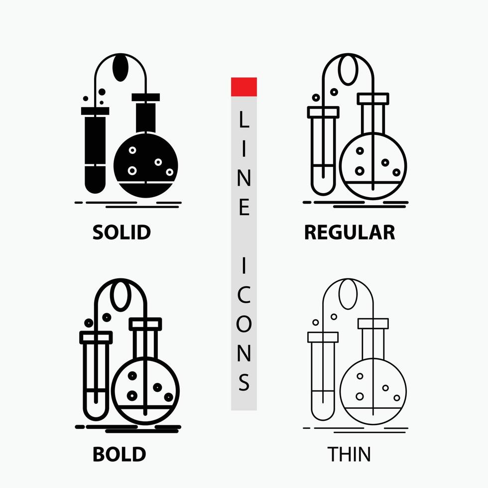 essai. chimie. ballon. laboratoire. icône scientifique en mince. habituel. ligne en gras et style de glyphe. illustration vectorielle vecteur