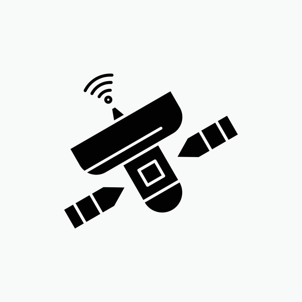 Satellite. antenne. radar. espace. icône de glyphe de signal. illustration vectorielle isolée vecteur