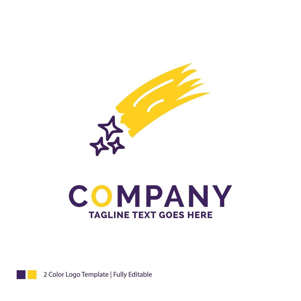 création de logo de nom de société pour astéroïde. astronomie. météore. espace. comète. conception de nom de marque violet et jaune avec place pour le slogan. modèle de logo créatif pour petites et grandes entreprises. vecteur