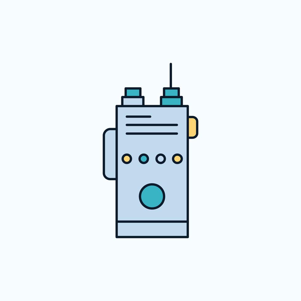 walkie. parlant. la communication. radio. icône plate de camping. signe et symboles verts et jaunes pour le site Web et l'application mobile. illustration vectorielle vecteur