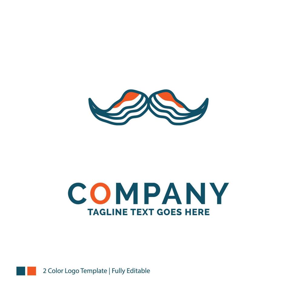 moustache. branché. movember. Masculin. création de logo d'hommes. design de nom de marque bleu et orange. place pour le slogan. modèle de logo d'entreprise. vecteur