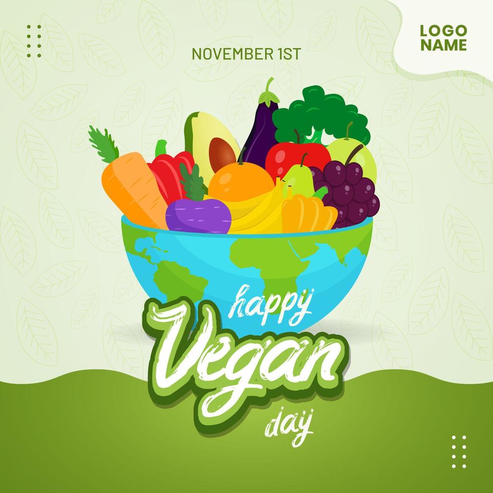journée mondiale des végétaliens 1er novembre illustration bannière web et conception de fond de publication sur les médias sociaux vecteur