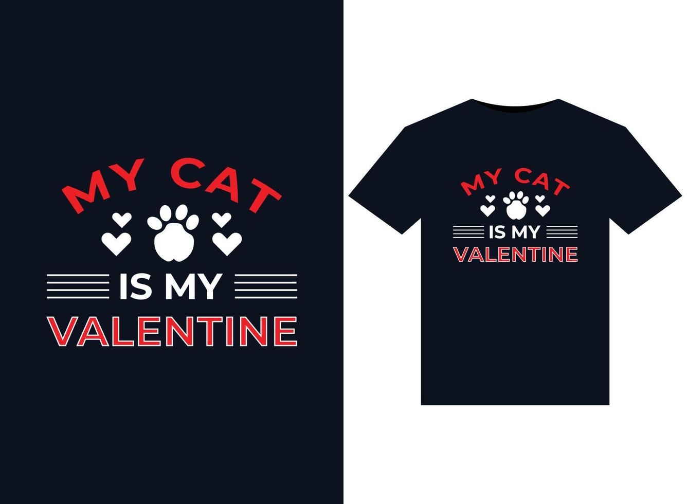 mon chat est mes illustrations de la Saint-Valentin pour la conception de t-shirts prêts à imprimer vecteur