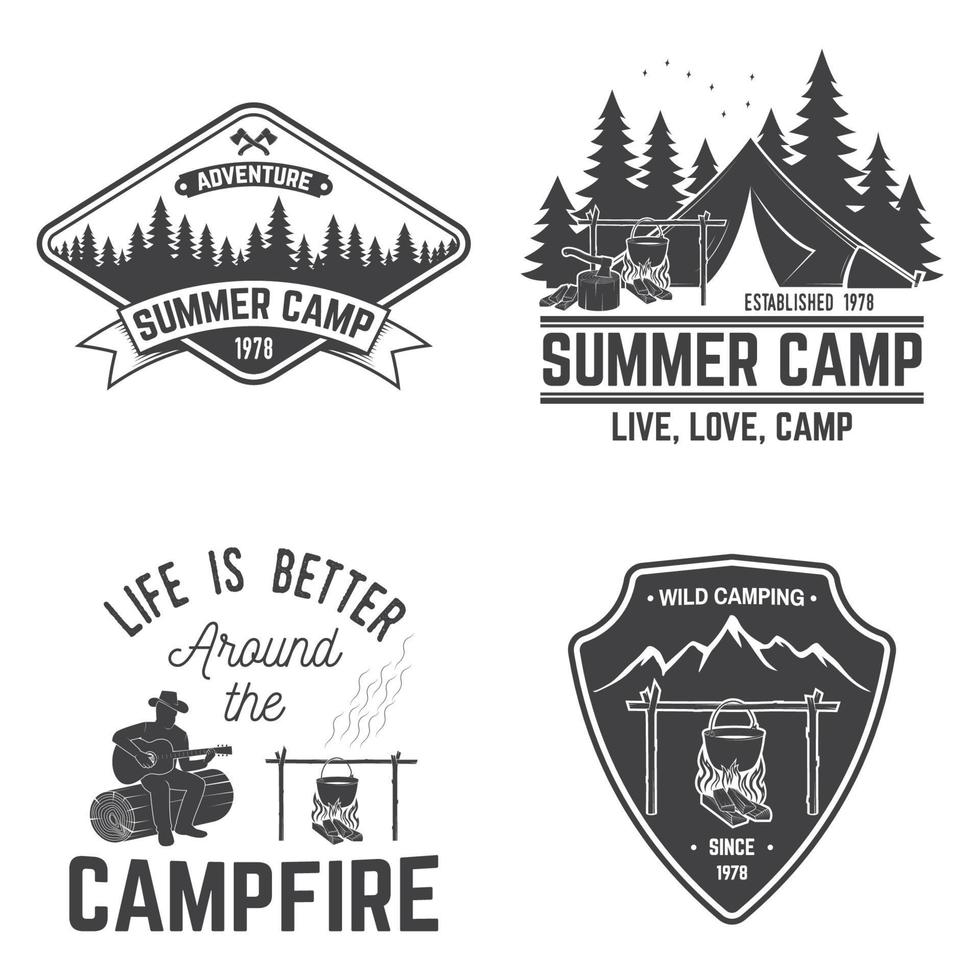 camp d'été. illustration vectorielle. concept de chemise ou de logo, d'impression, de timbre ou de tee-shirt. vecteur