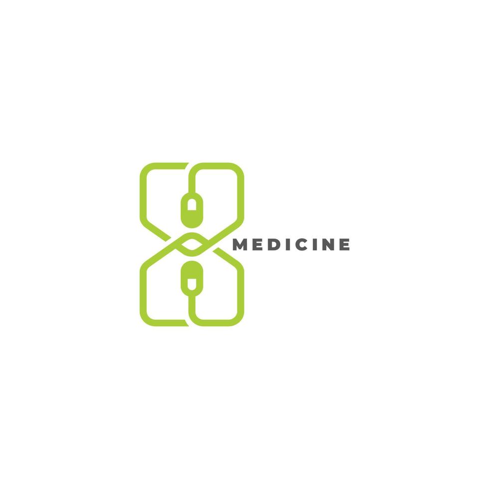 chaîne liée chevauchement ligne capsule médecine symbole logo vecteur
