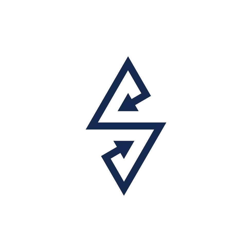 lettre s flèche vers le bas logo géométrique simple vecteur