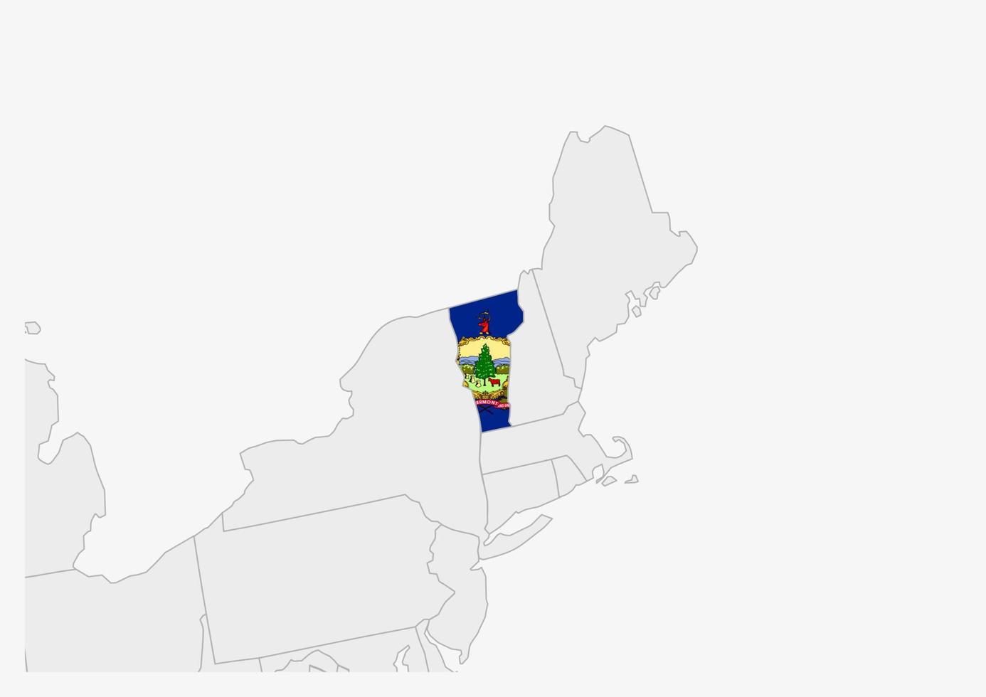 carte de l'état américain du vermont mise en évidence dans les couleurs du drapeau du vermont vecteur