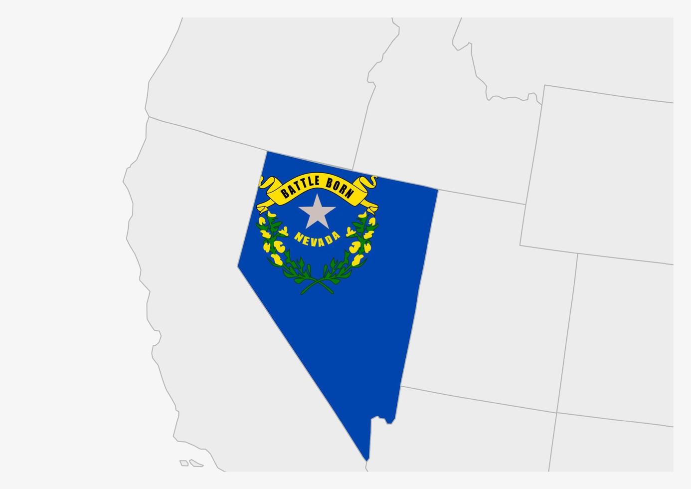 carte de l'état américain du nevada mise en évidence dans les couleurs du drapeau du nevada vecteur