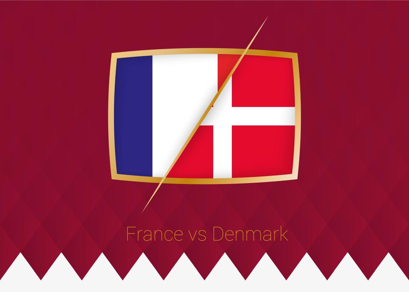 france vs danemark, icône de la phase de groupes de la compétition de football sur fond bordeaux. vecteur