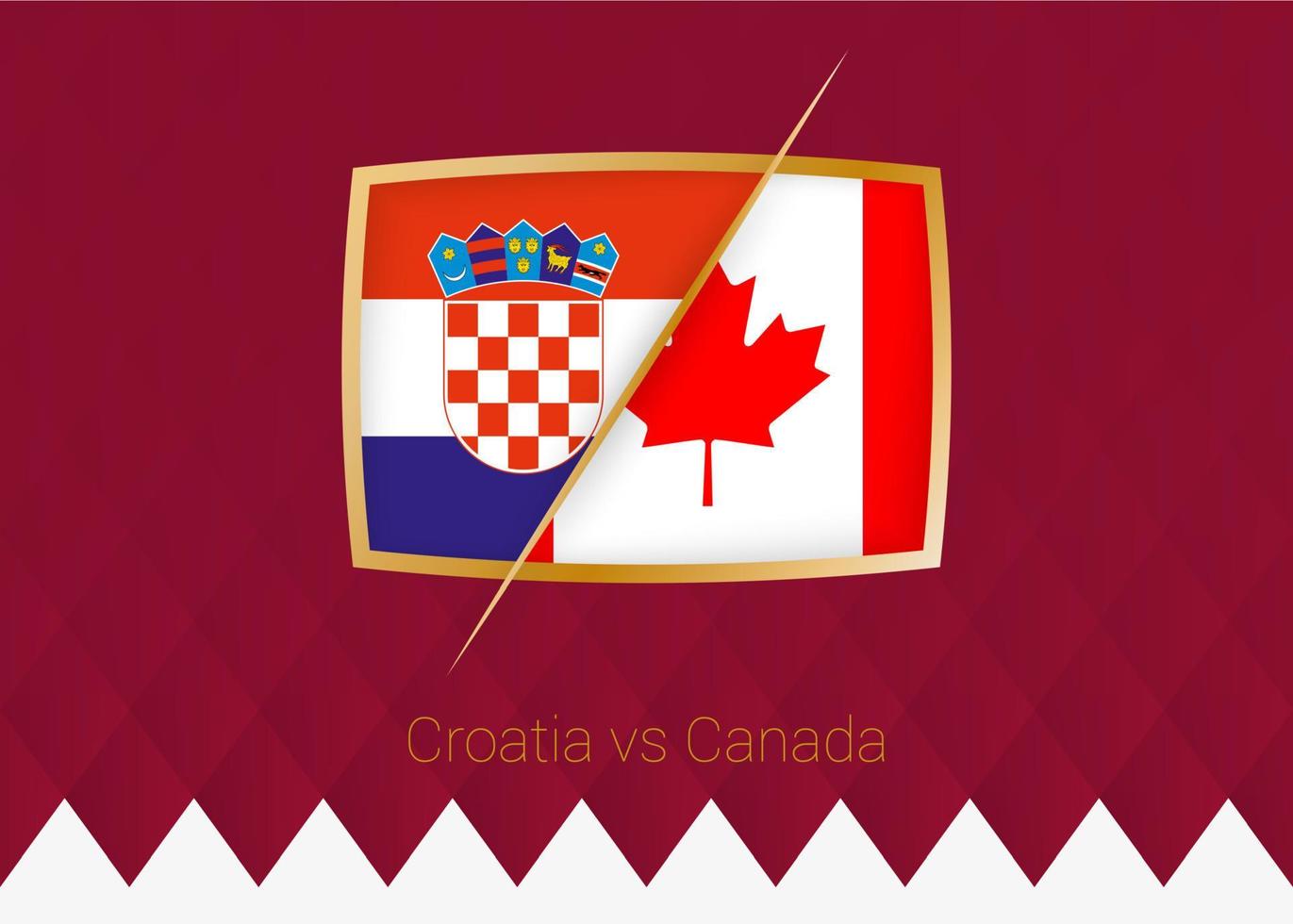 croatie contre canada, icône de la phase de groupes de la compétition de football sur fond bordeaux. vecteur