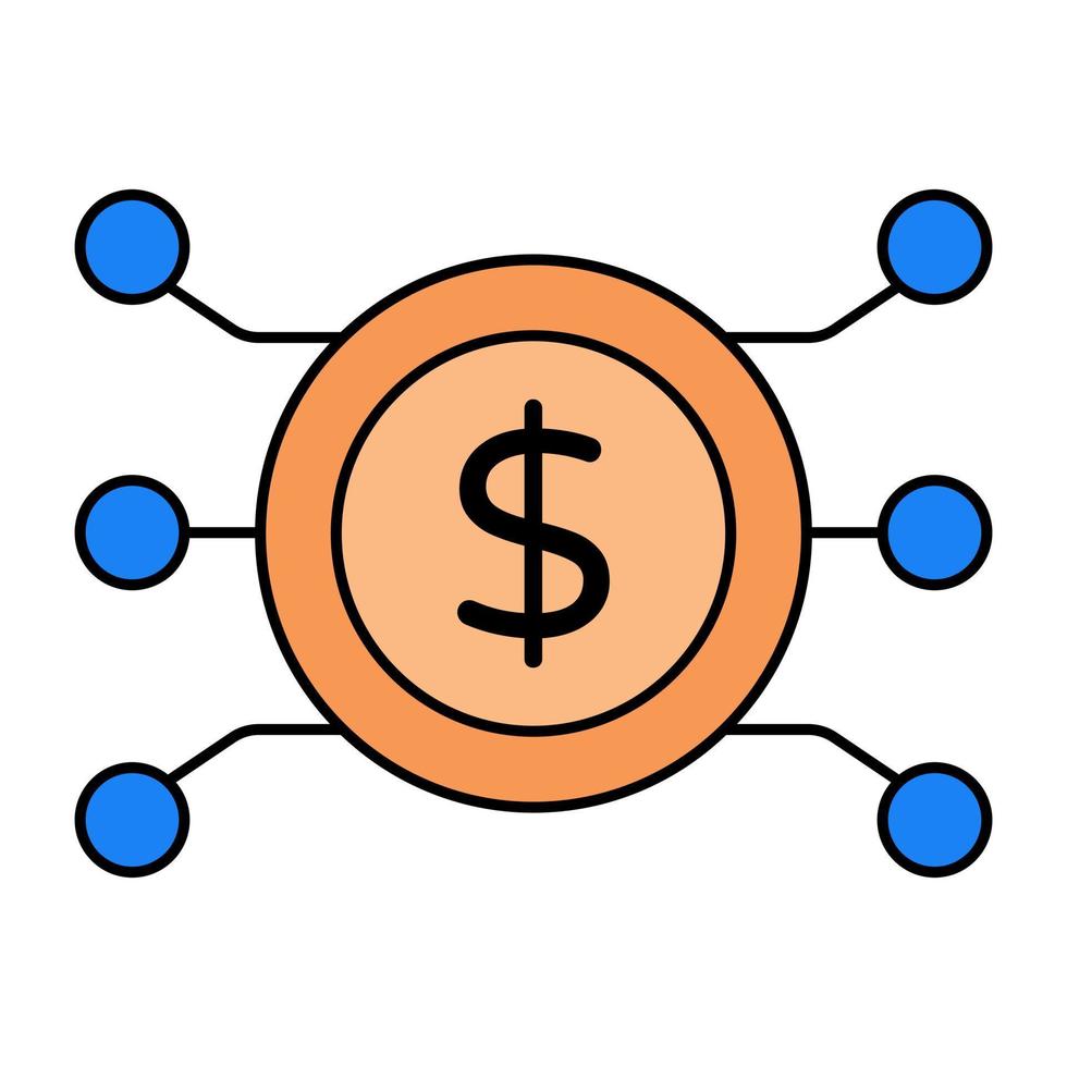 une icône de conception modifiable du réseau monétaire vecteur