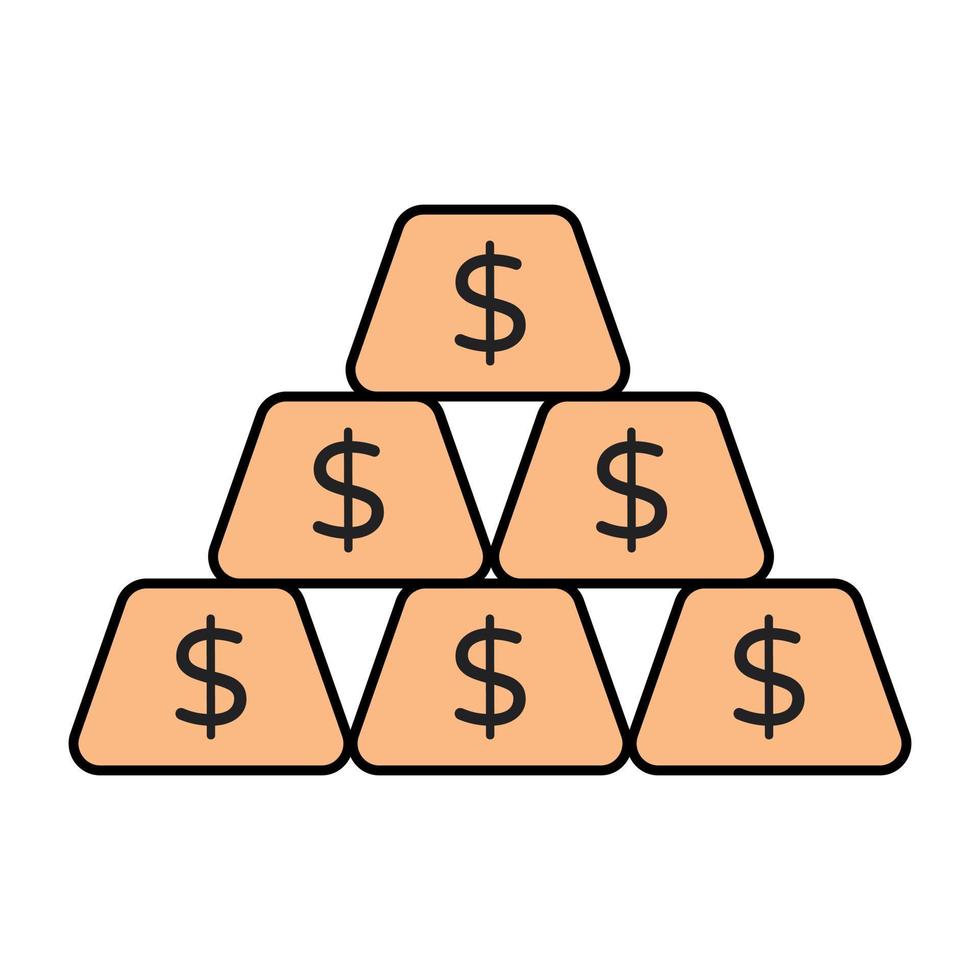 une icône de conception modifiable de lingots vecteur