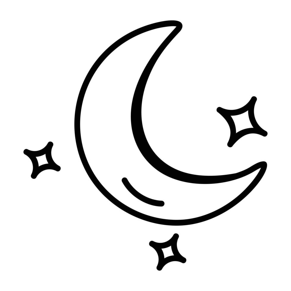 une belle icône de doodle de la lune vecteur