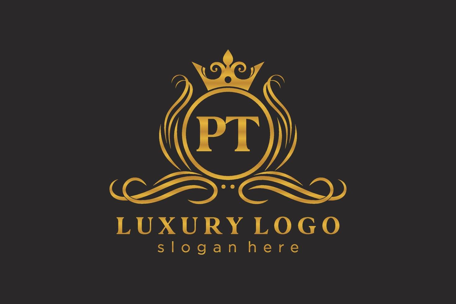 modèle de logo de luxe royal lettre initiale pt en art vectoriel pour restaurant, royauté, boutique, café, hôtel, héraldique, bijoux, mode et autres illustrations vectorielles.