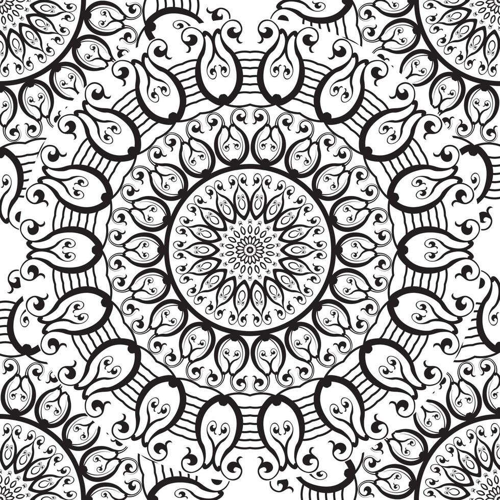 motif circulaire sous la forme d'un mandala. mandala de tatouage au henné. style Mehandi. motif décoratif de style oriental. page de livre de coloriage. vecteur