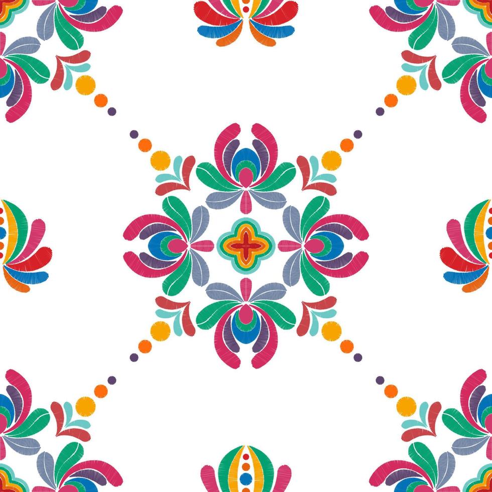 conception de décoration de modèle ethnique sans couture ikat. tapis en tissu aztèque boho mandalas textile décor papier peint. tribal natif motif ornements ikkat traditionnel broderie vecteur hongrois polonais morave