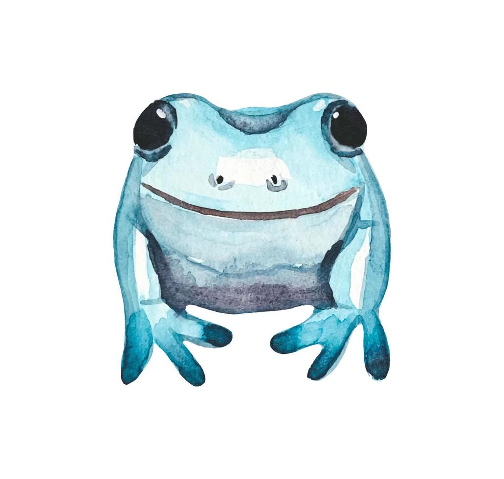 grenouille bleue. illustration aquarelle vecteur