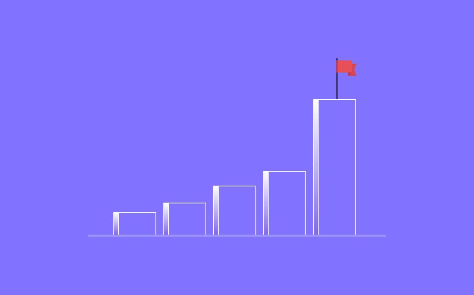 graphique à barres financier d'entreprise et graphique de croissance avec illustration vectorielle plane de concept de drapeau. vecteur