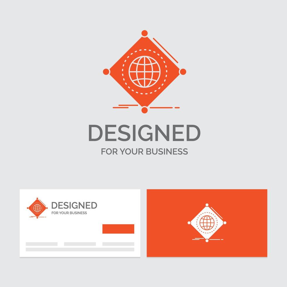 modèle de logo d'entreprise pour iot. l'Internet. des choses. de. global. cartes de visite orange avec modèle de logo de marque. vecteur