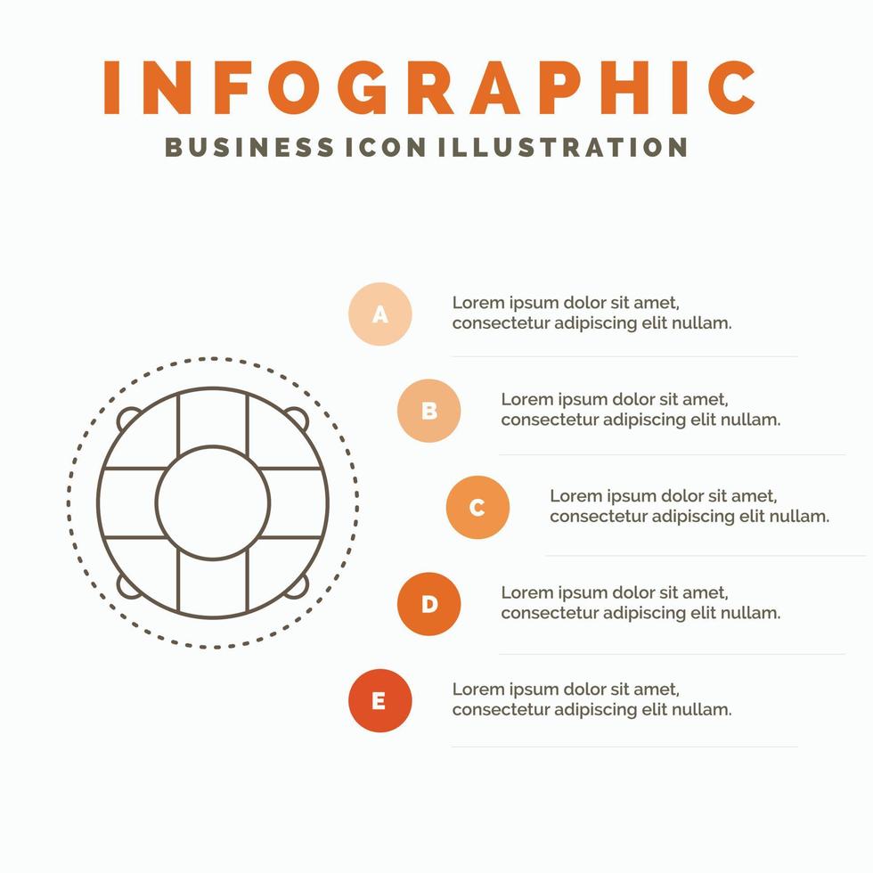 aider. la vie. bouée de sauvetage. sauveur. modèle d'infographie de conservateur pour le site Web et la présentation. icône grise de ligne avec illustration vectorielle de style infographie orange vecteur