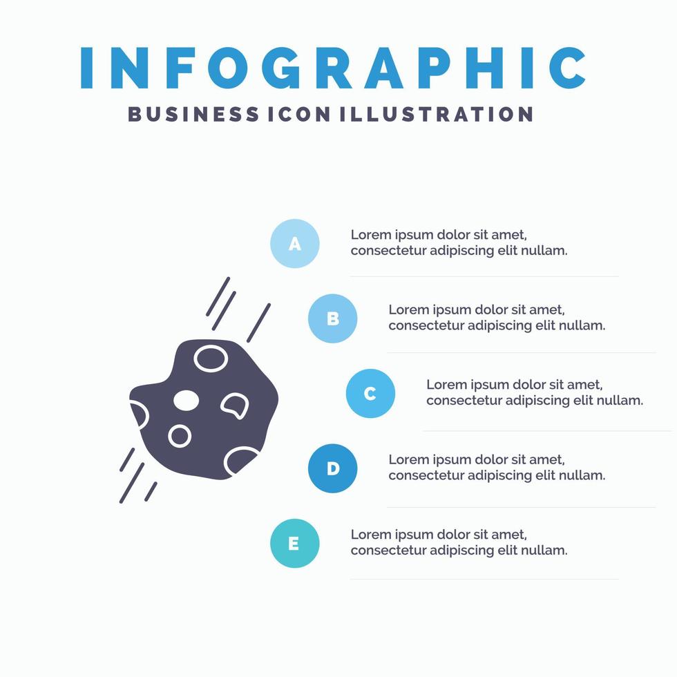 astéroïde. astronomie. météore. espace. modèle d'infographie de comète pour le site Web et la présentation. icône grise de glyphe avec illustration vectorielle de style infographique bleu. vecteur