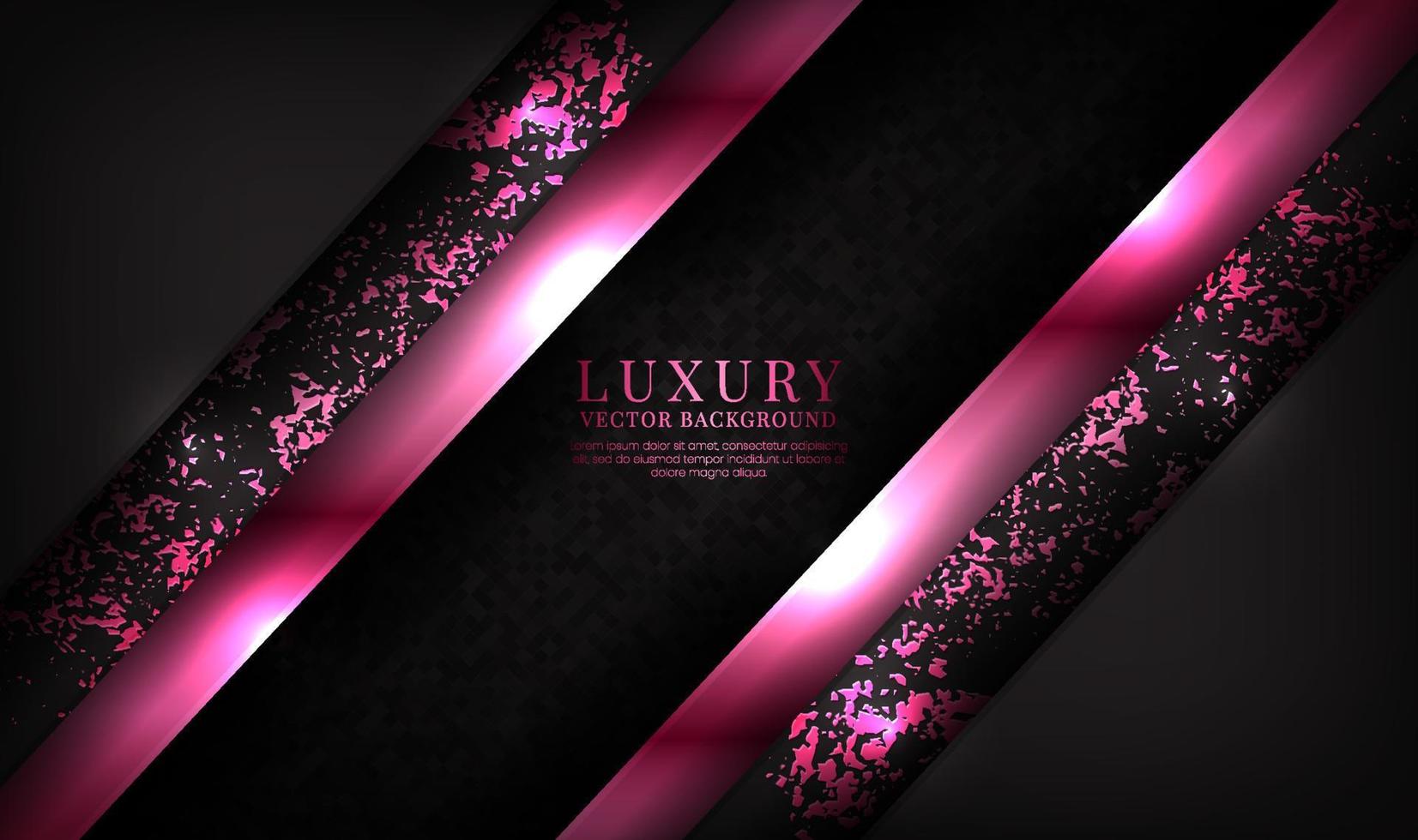 Fond abstrait de luxe rose noir 3d chevauchant des couches sur un espace sombre avec une décoration à effet de lignes. concept de style futur d'élément de conception graphique pour bannière, dépliant, carte, couverture de brochure ou page de destination vecteur