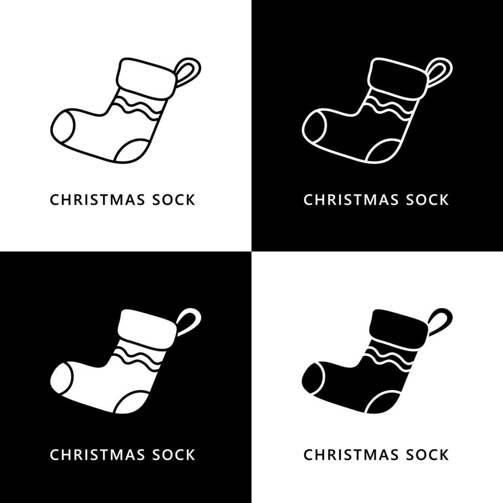 illustration de chaussette de noël. icône du logo cadeau mode hiver vecteur