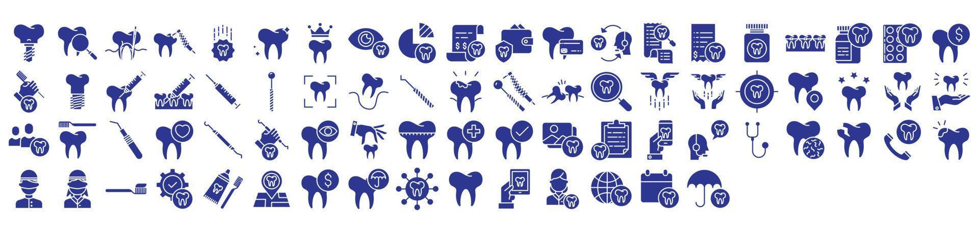 collection d'icônes liées à la clinique dentaire et à l'orthodontie, y compris des icônes comme la dent, la médecine, l'hygiène et plus encore. illustrations vectorielles, pixel parfait vecteur