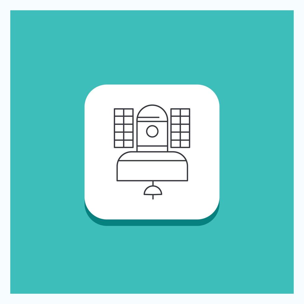bouton rond pour satellite. diffuser. diffusion. la communication. icône de ligne de télécommunication fond turquoise vecteur