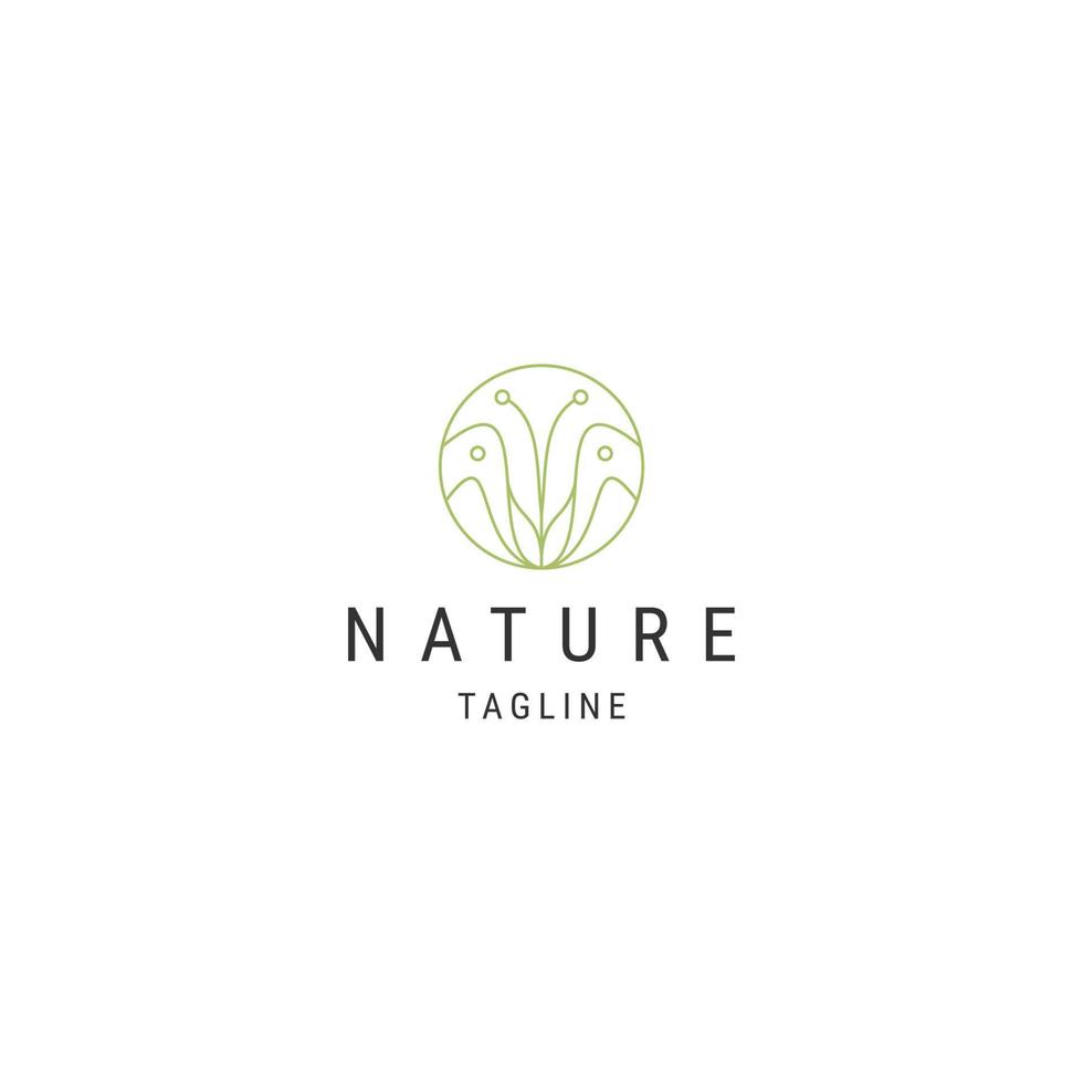 nature fleur ligne logo icône modèle de conception illustration vectorielle plate vecteur