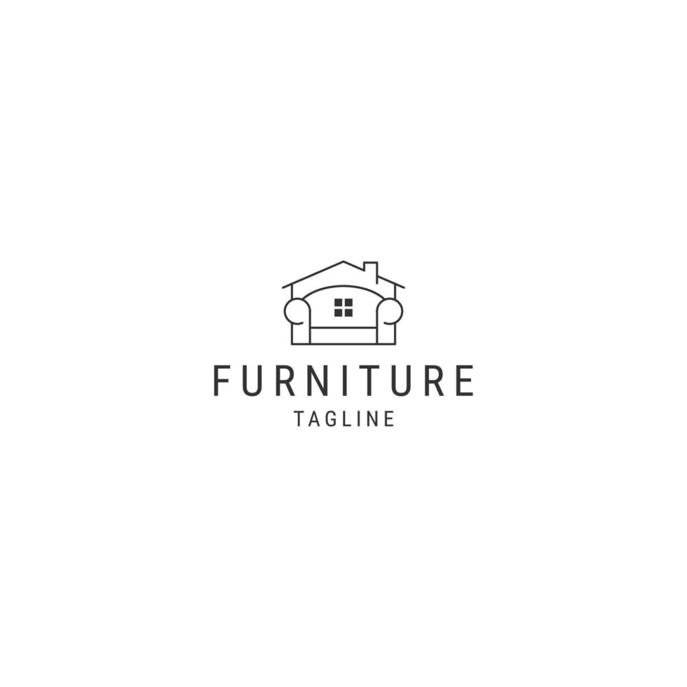 modèle de conception d'icône de logo de ligne de meubles de maison illustration vectorielle plate vecteur