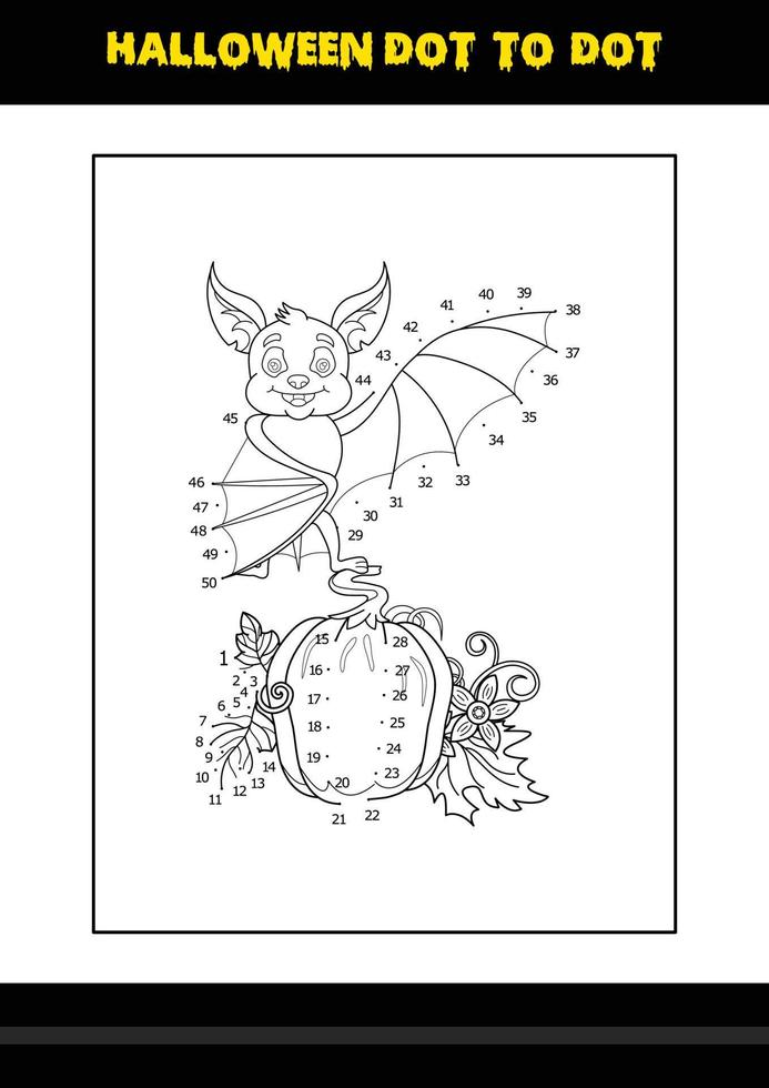 coloriage point à point d'halloween pour les enfants. conception de page de coloriage d'art en ligne pour les enfants. vecteur