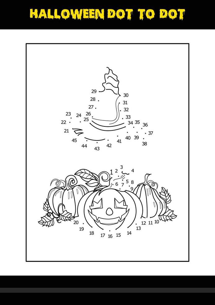 coloriage point à point d'halloween pour les enfants. conception de page de coloriage d'art en ligne pour les enfants. vecteur