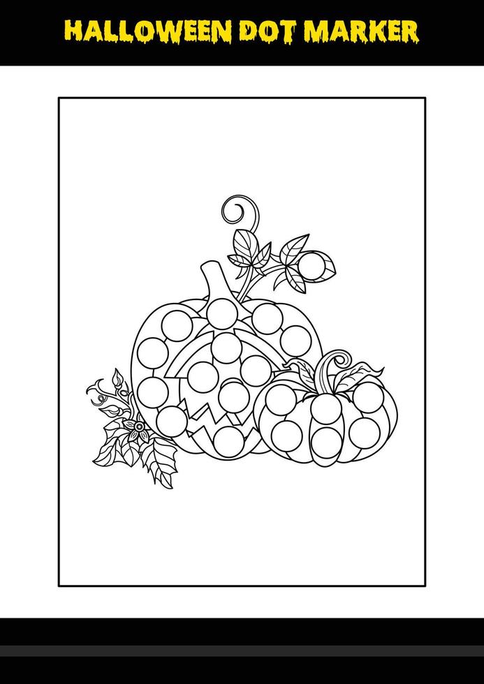 coloriage de marqueur de point d'halloween pour les enfants. conception de page de coloriage d'art en ligne pour les enfants. vecteur