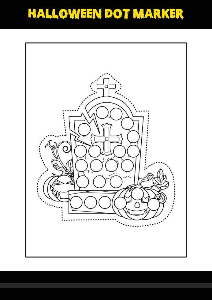 coloriage de marqueur de point d'halloween pour les enfants. conception de page de coloriage d'art en ligne pour les enfants. vecteur