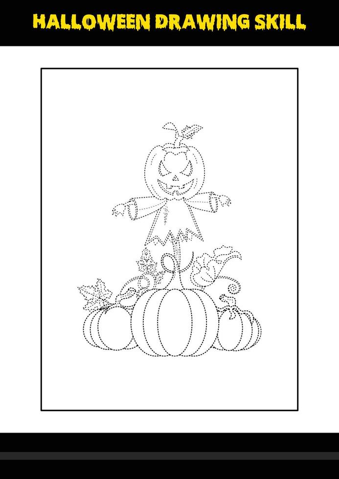 compétence de dessin d'halloween pour les enfants. coloriage de compétences de dessin d'halloween pour les enfants. vecteur