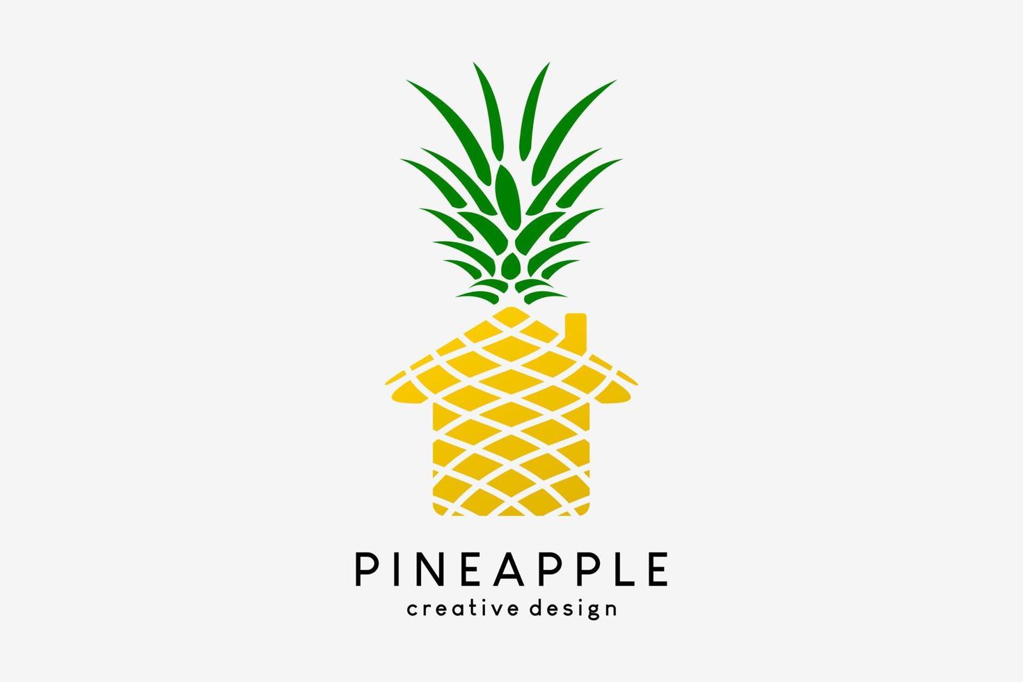 création de logo d'ananas avec concept créatif en forme de maison d'ananas vecteur