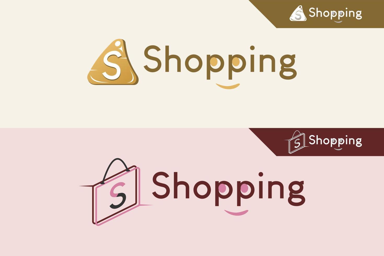 conception de logo et d'icône de shopping dans un concept créatif montrant une étiquette de prix de forme triangulaire et un sac à provisions, illustration vectorielle vecteur