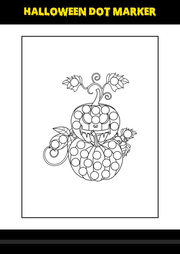 coloriage de marqueur de point d'halloween pour les enfants. conception de page de coloriage d'art en ligne pour les enfants. vecteur