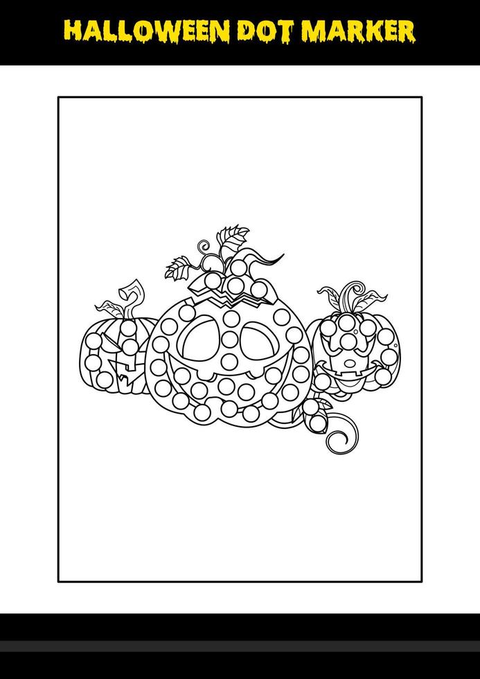 coloriage de marqueur de point d'halloween pour les enfants. conception de page de coloriage d'art en ligne pour les enfants. vecteur