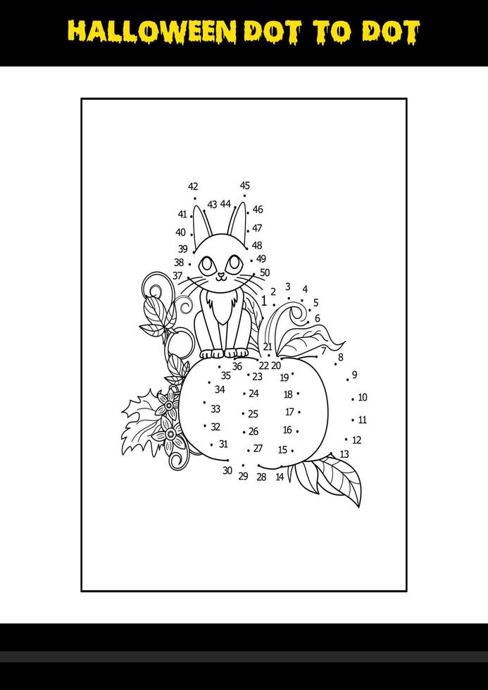 coloriage point à point d'halloween pour les enfants. conception de page de coloriage d'art en ligne pour les enfants. vecteur