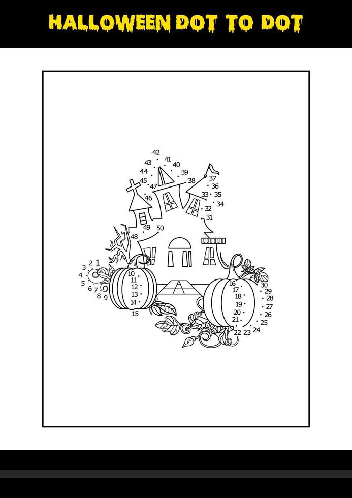 coloriage point à point d'halloween pour les enfants. conception de page de coloriage d'art en ligne pour les enfants. vecteur