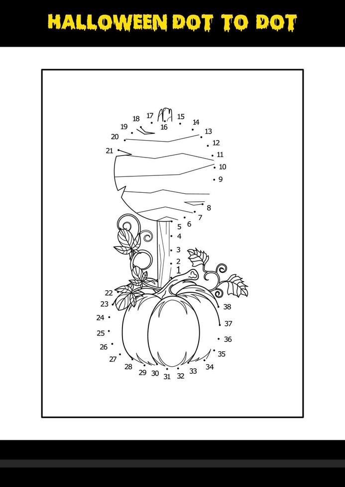 coloriage point à point d'halloween pour les enfants. conception de page de coloriage d'art en ligne pour les enfants. vecteur