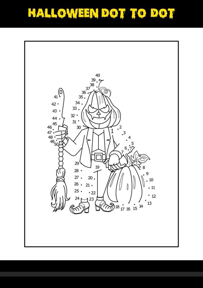 coloriage point à point d'halloween pour les enfants. conception de page de coloriage d'art en ligne pour les enfants. vecteur