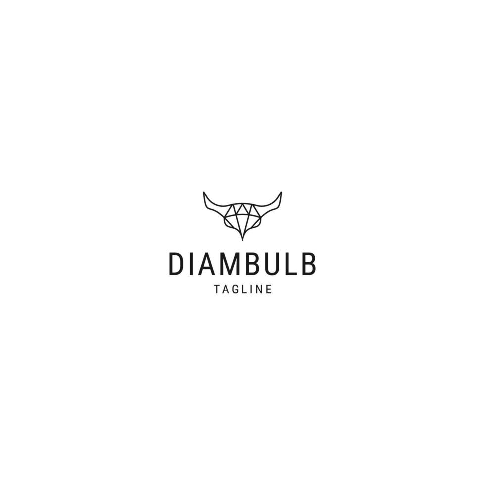 ampoule diamant ligne logo icône modèle de conception vecteur plat